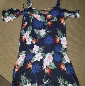 Flowered 1 piece romper shorts